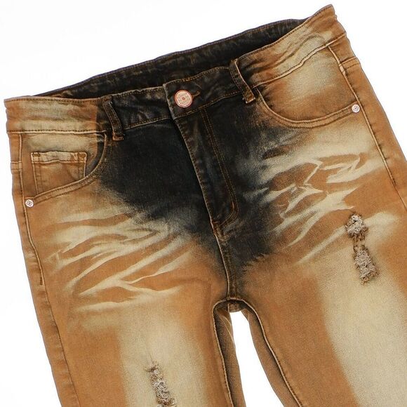 Junbaoss Jeans Mens Size 34 Actual 32 x 30 Skinny Fit Distressed Stretch Denim - Picture 2 of 10